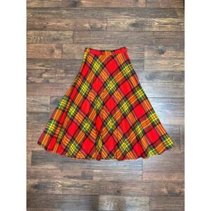 Vintage Clothing Below The Knee Skirt Orange Plaid X-Small Fritzi Of California
